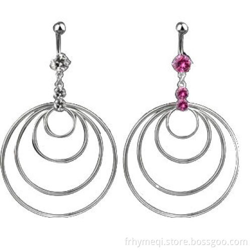 Dangling Crystal Navel Belly Rings, 3, 8, 10 11, 12mm Length